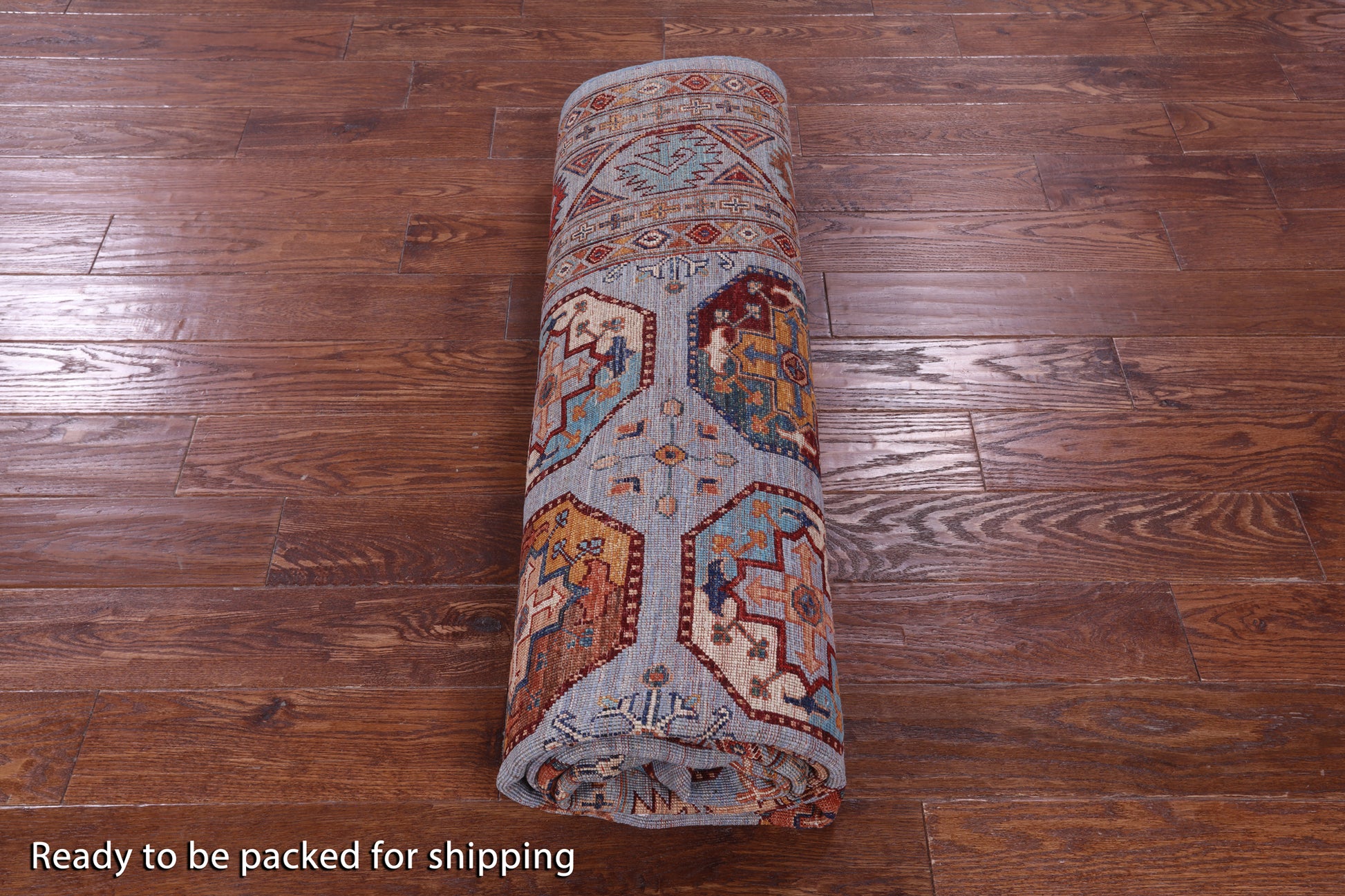 Blue Turkmen Ersari Handmade Wool Rug - 6' 9" X 10' 0" - Golden Nile