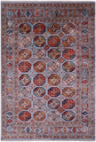 Blue Turkmen Ersari Handmade Wool Rug - 6' 9" X 10' 0" - Golden Nile