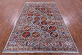 Blue Turkmen Ersari Handmade Wool Rug - 6' 9" X 10' 0" - Golden Nile