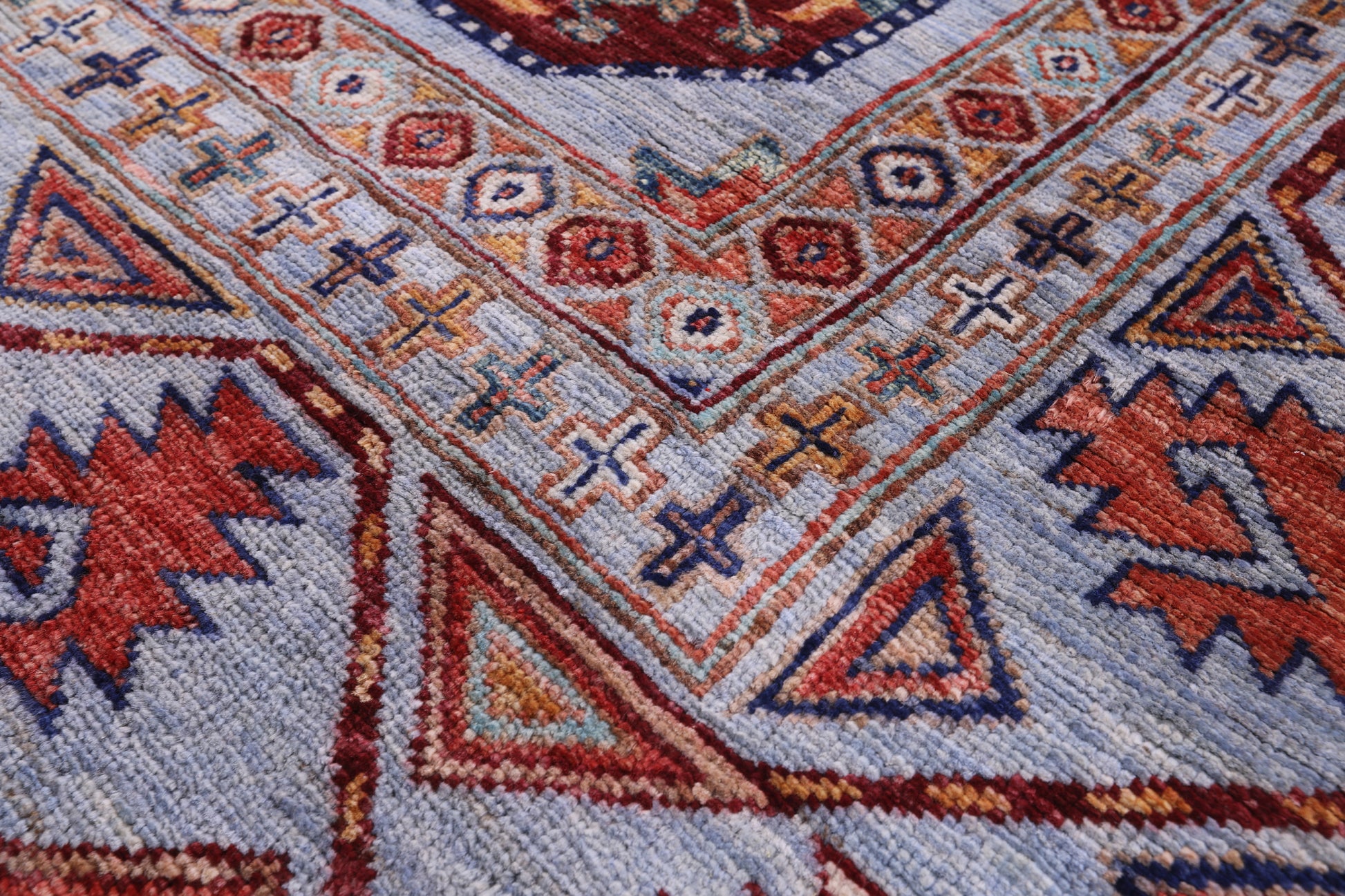 Blue Turkmen Ersari Handmade Wool Rug - 6' 9" X 10' 0" - Golden Nile