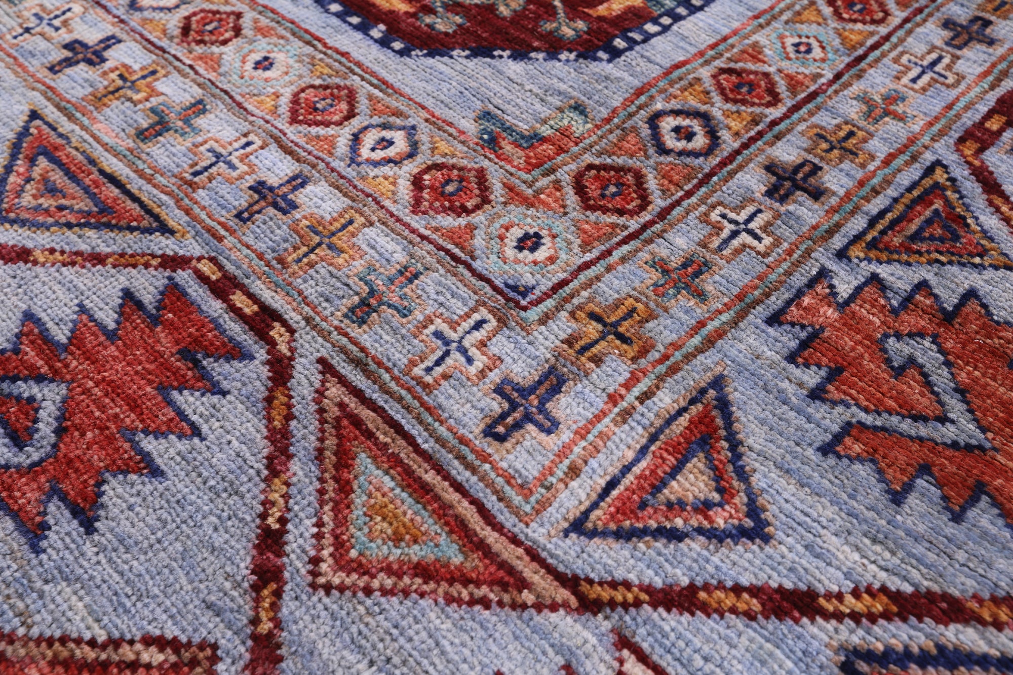 Blue Turkmen Ersari Handmade Wool Rug - 6' 9" X 10' 0" - Golden Nile