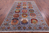 Blue Turkmen Ersari Handmade Wool Rug - 6' 8" X 9' 11" - Golden Nile