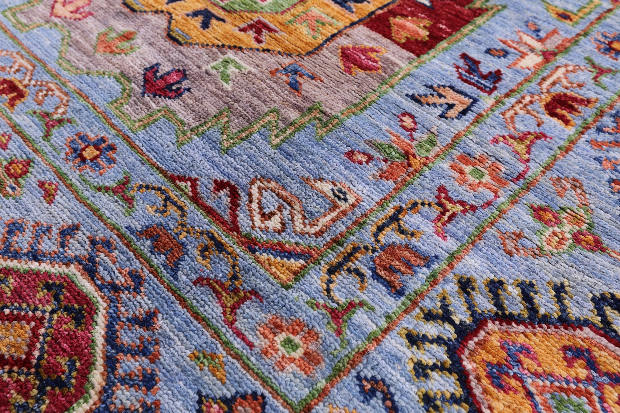Blue Turkmen Ersari Handmade Wool Rug - 6' 8" X 9' 11" - Golden Nile