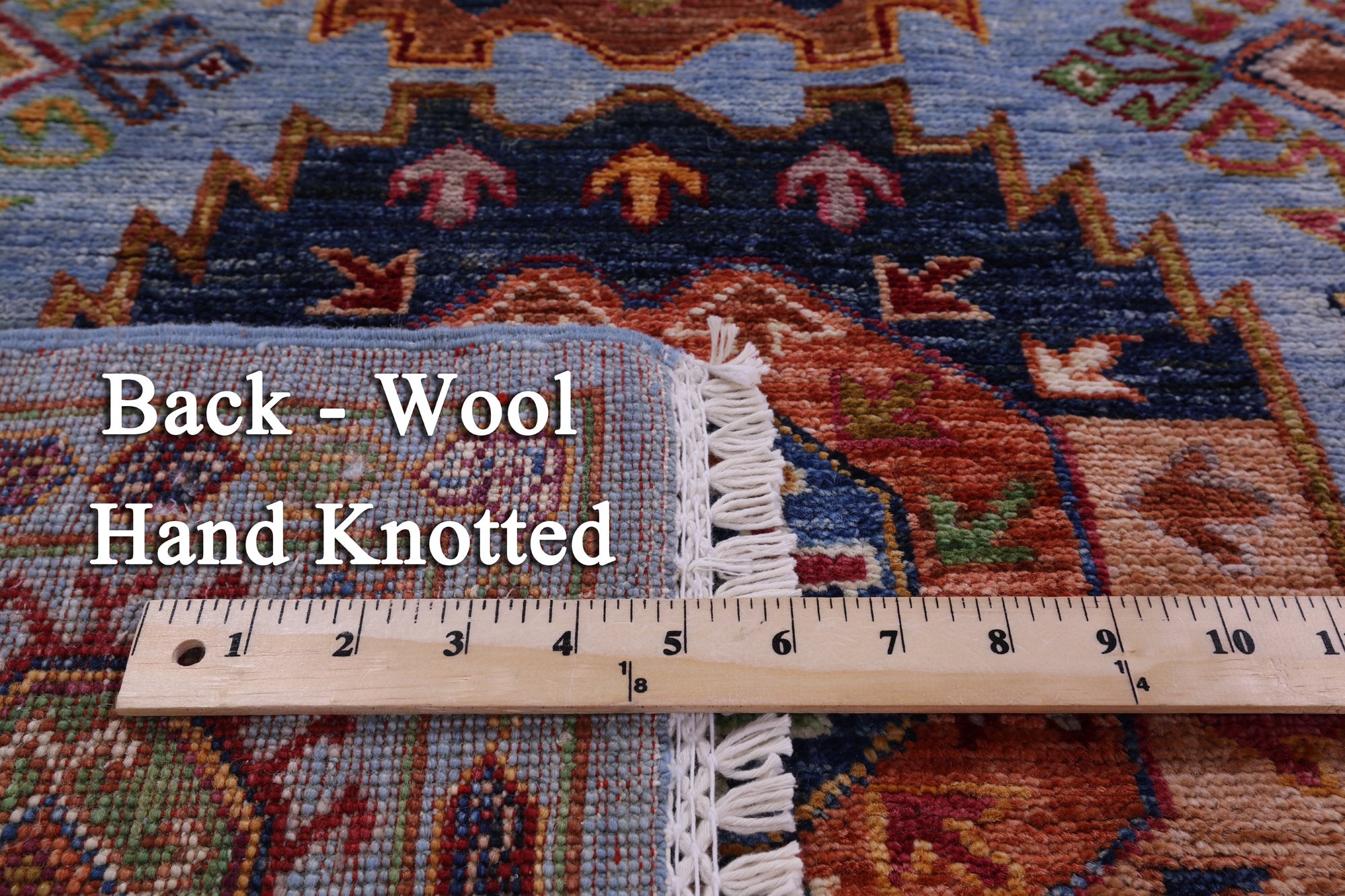 Blue Turkmen Ersari Handmade Wool Rug - 6' 8" X 9' 11" - Golden Nile