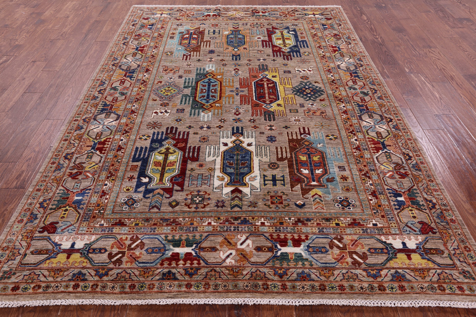 Persian Fine Serapi Hand Knotted Wool Rug - 6' 10" X 9' 6" - Golden Nile