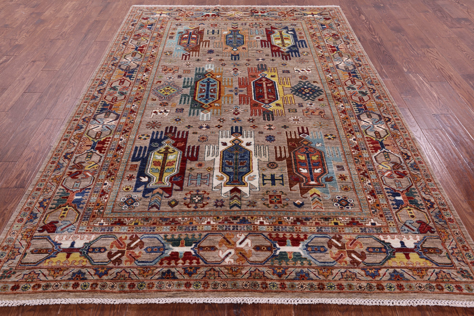 Persian Fine Serapi Hand Knotted Wool Rug - 6' 10" X 9' 6" - Golden Nile