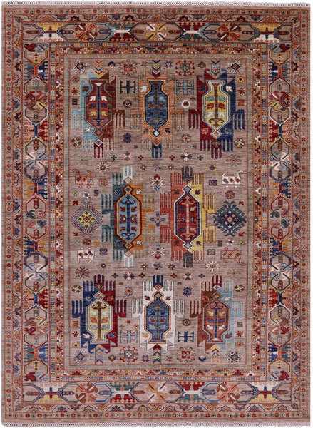 Persian Fine Serapi Hand Knotted Wool Rug - 6' 10" X 9' 6" - Golden Nile