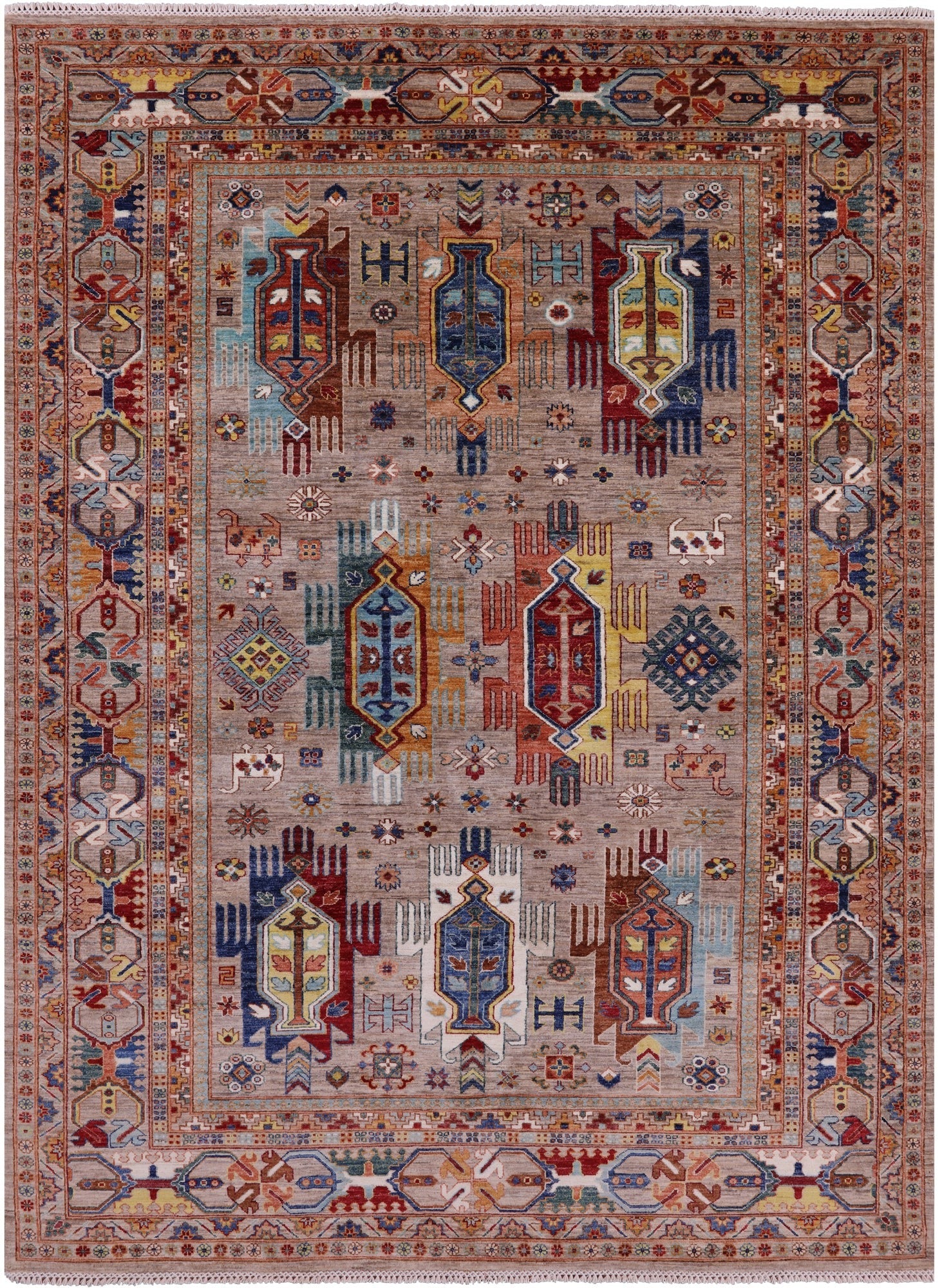 Persian Fine Serapi Hand Knotted Wool Rug - 6' 10" X 9' 6" - Golden Nile