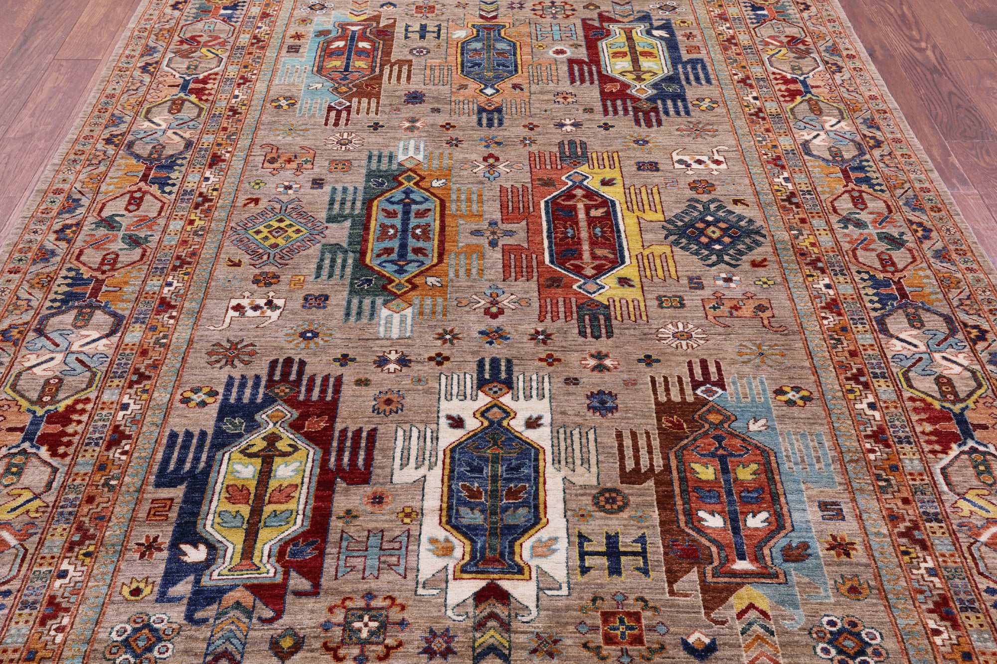 Persian Fine Serapi Hand Knotted Wool Rug - 6' 10" X 9' 6" - Golden Nile