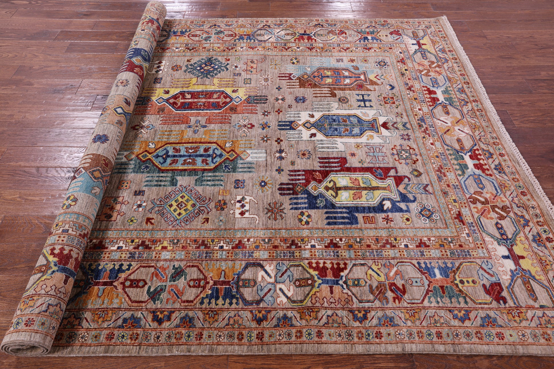 Persian Fine Serapi Hand Knotted Wool Rug - 6' 10" X 9' 6" - Golden Nile