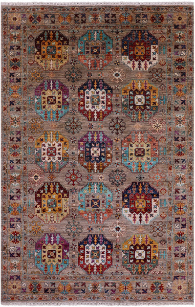 Turkmen Ersari Hand Knotted Wool Rug - 5' 7" X 8' 6" - Golden Nile