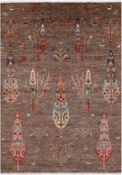 Tribal Persian Gabbeh Hand Knotted Wool Rug - 5' 9" X 8' 0" - Golden Nile