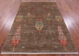 Tribal Persian Gabbeh Hand Knotted Wool Rug - 5' 9" X 8' 0" - Golden Nile