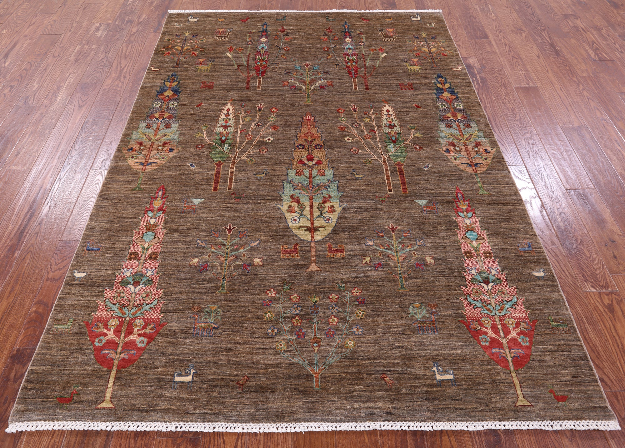 Tribal Persian Gabbeh Hand Knotted Wool Rug - 5' 9" X 8' 0" - Golden Nile