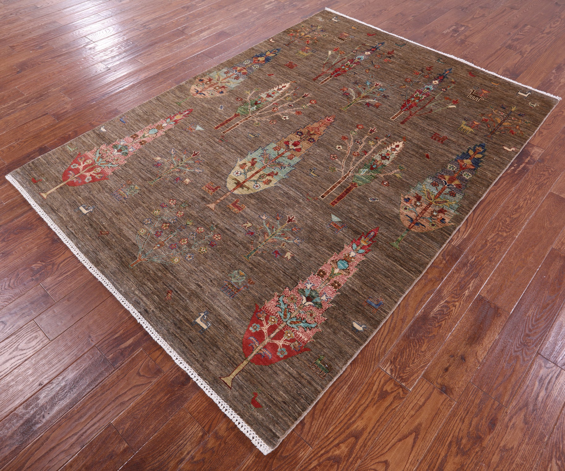 Tribal Persian Gabbeh Hand Knotted Wool Rug - 5' 9" X 8' 0" - Golden Nile