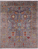 Grey Peshawar Hand Knotted Wool Rug - 6' 0" X 7' 7" - Golden Nile