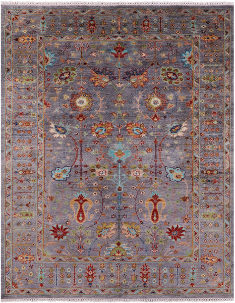 Grey Peshawar Hand Knotted Wool Rug - 6' 0" X 7' 7" - Golden Nile