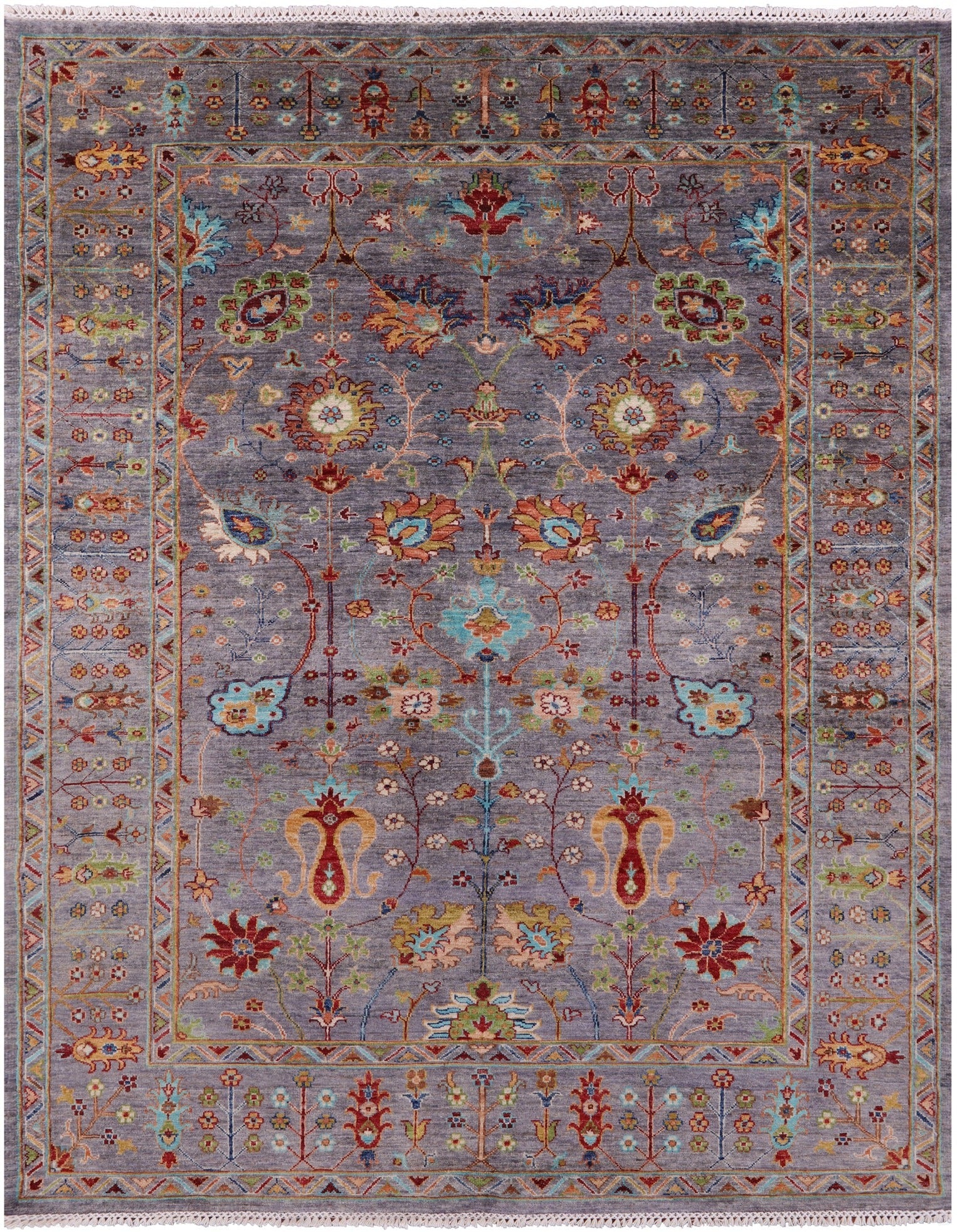 Grey Peshawar Hand Knotted Wool Rug - 6' 0" X 7' 7" - Golden Nile