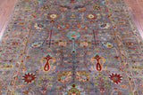 Grey Peshawar Hand Knotted Wool Rug - 6' 0" X 7' 7" - Golden Nile