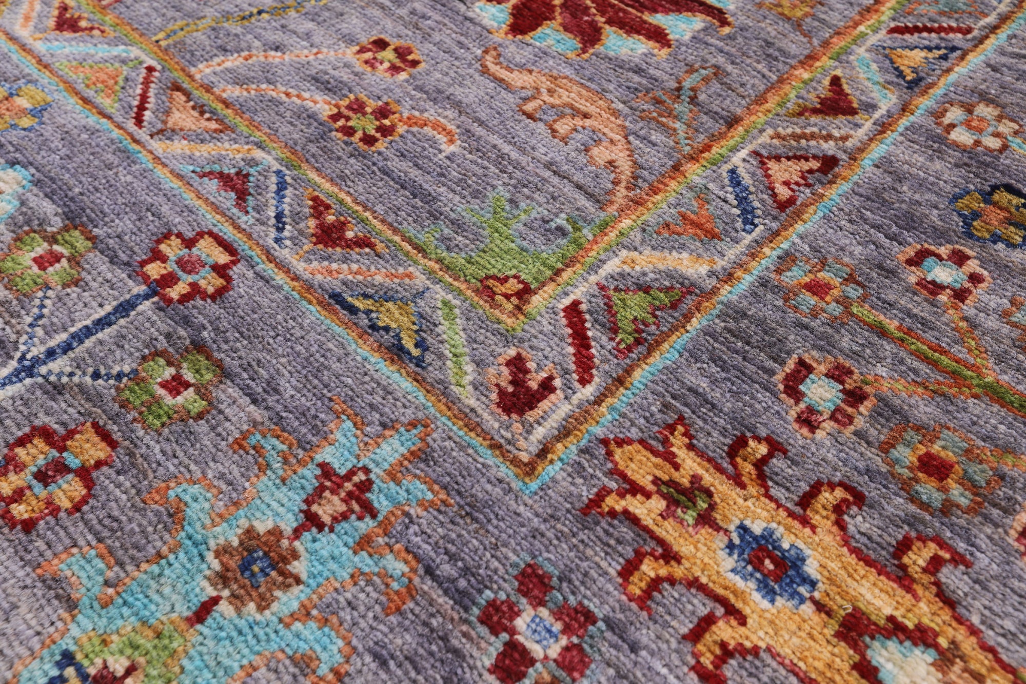 Grey Peshawar Hand Knotted Wool Rug - 6' 0" X 7' 7" - Golden Nile