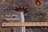 Grey Peshawar Hand Knotted Wool Rug - 6' 0" X 7' 7" - Golden Nile