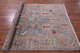 Grey Peshawar Hand Knotted Wool Rug - 6' 0" X 7' 7" - Golden Nile
