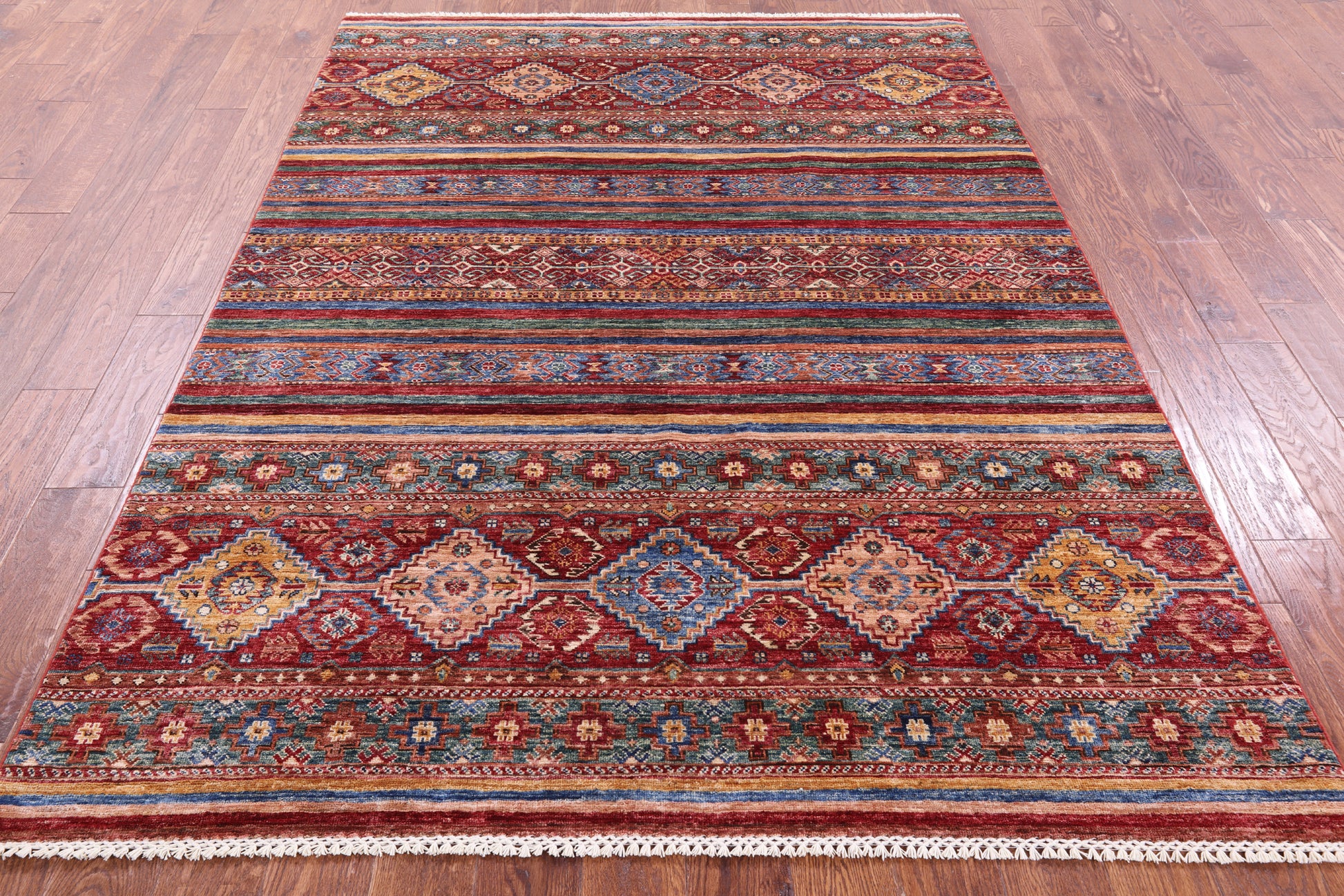 Khorjin Persian Gabbeh Hand Knotted Wool Rug - 5' 9" X 8' 0" - Golden Nile