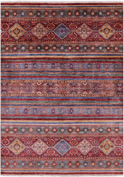 Khorjin Persian Gabbeh Hand Knotted Wool Rug - 5' 9" X 8' 0" - Golden Nile