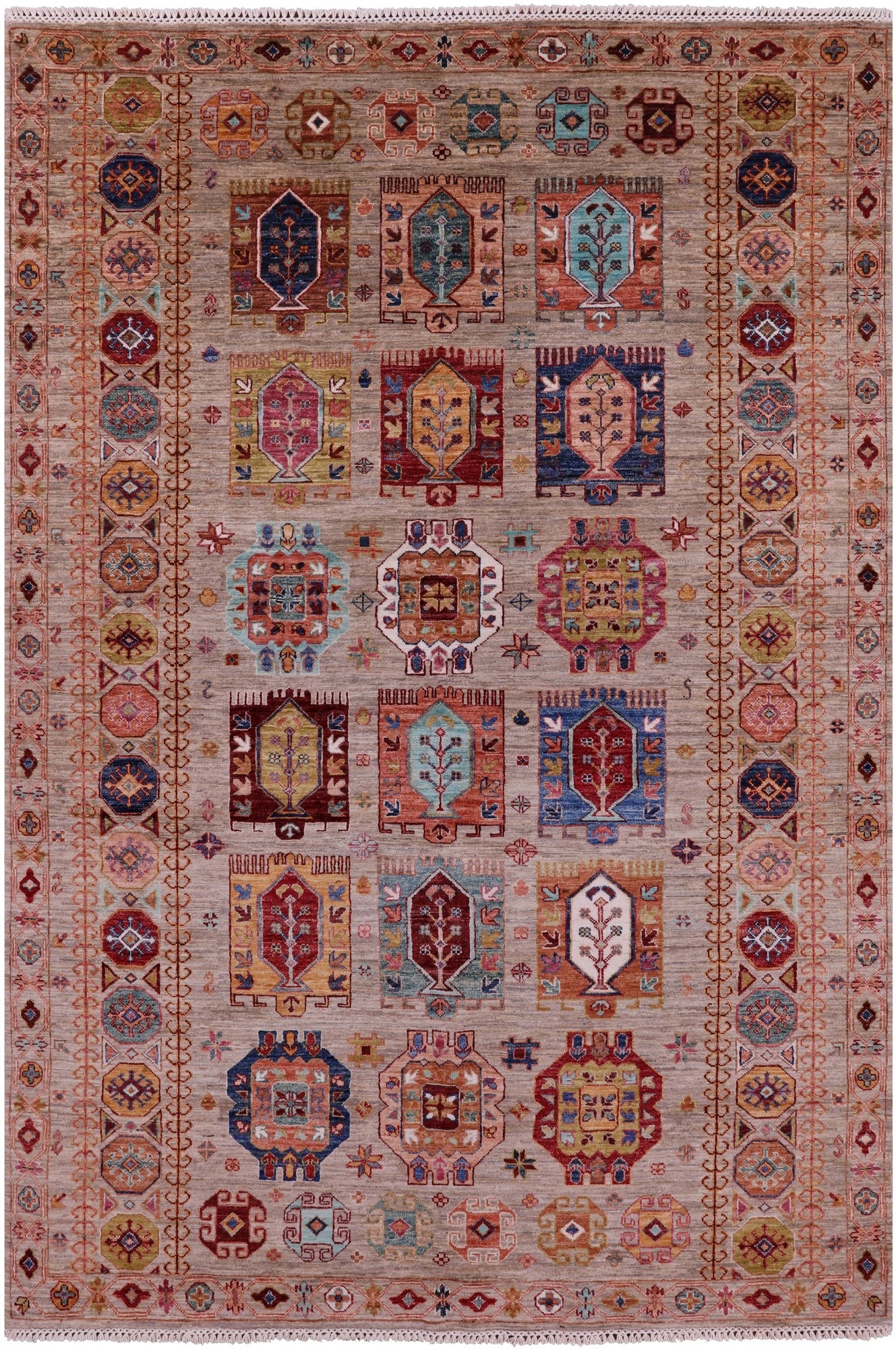 Turkmen Ersari Hand Knotted Wool Rug - 5' 8" X 8' 3" - Golden Nile