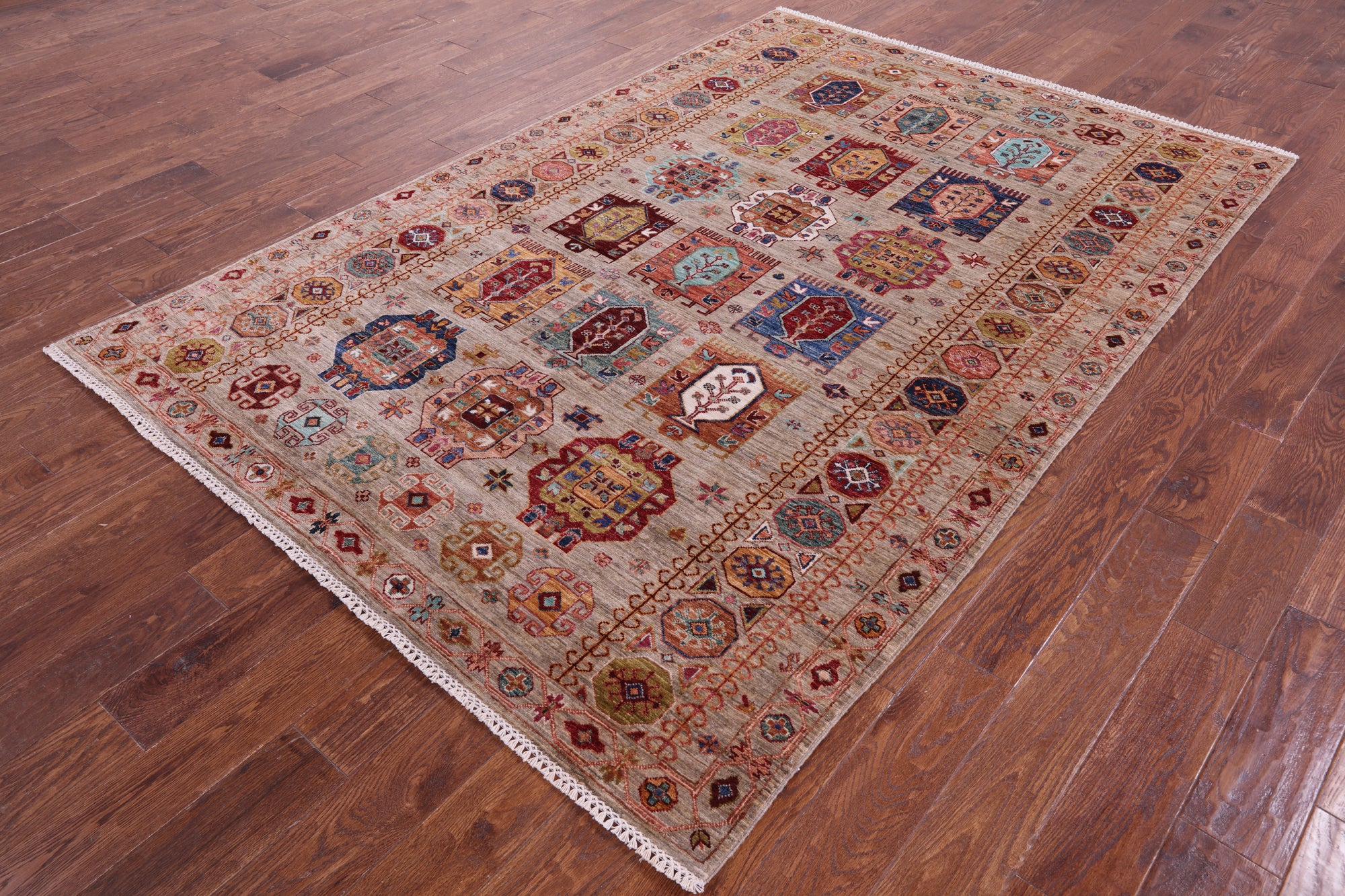Turkmen Ersari Hand Knotted Wool Rug - 5' 8" X 8' 3" - Golden Nile