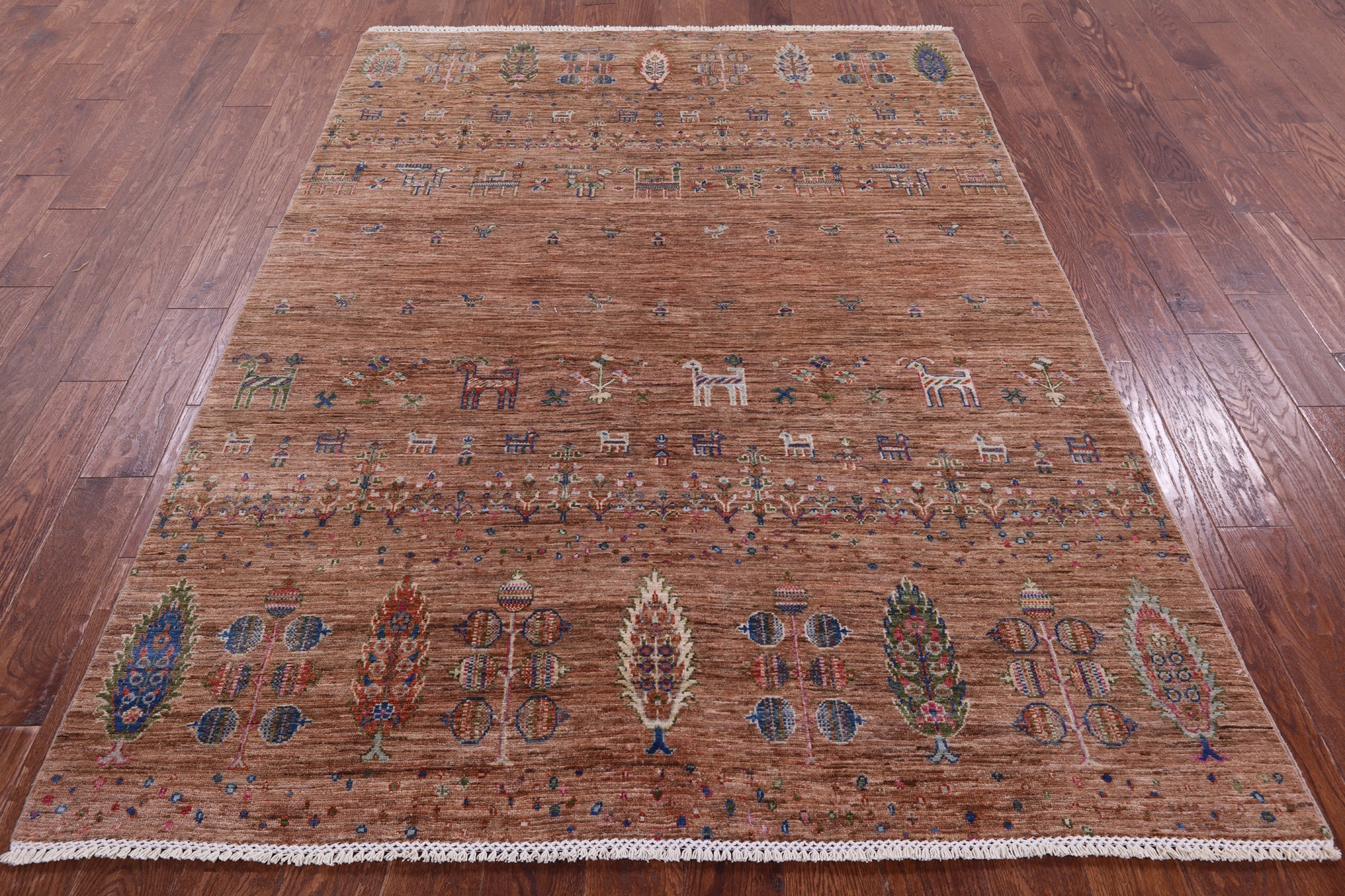 Tribal Persian Gabbeh Hand Knotted Wool Rug - 5' 7" X 7' 7" - Golden Nile
