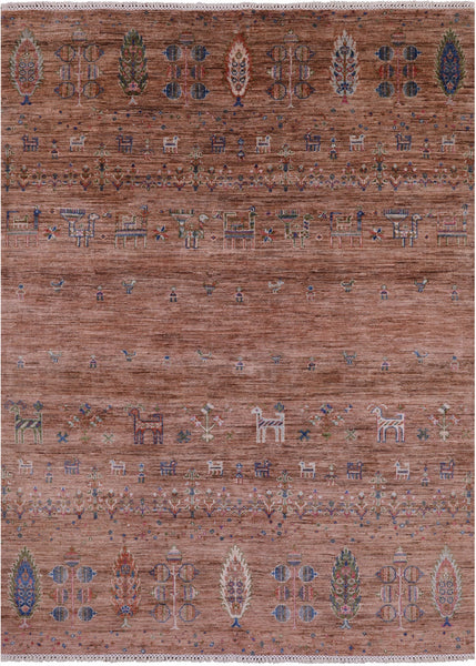 Tribal Persian Gabbeh Hand Knotted Wool Rug - 5' 7" X 7' 7" - Golden Nile