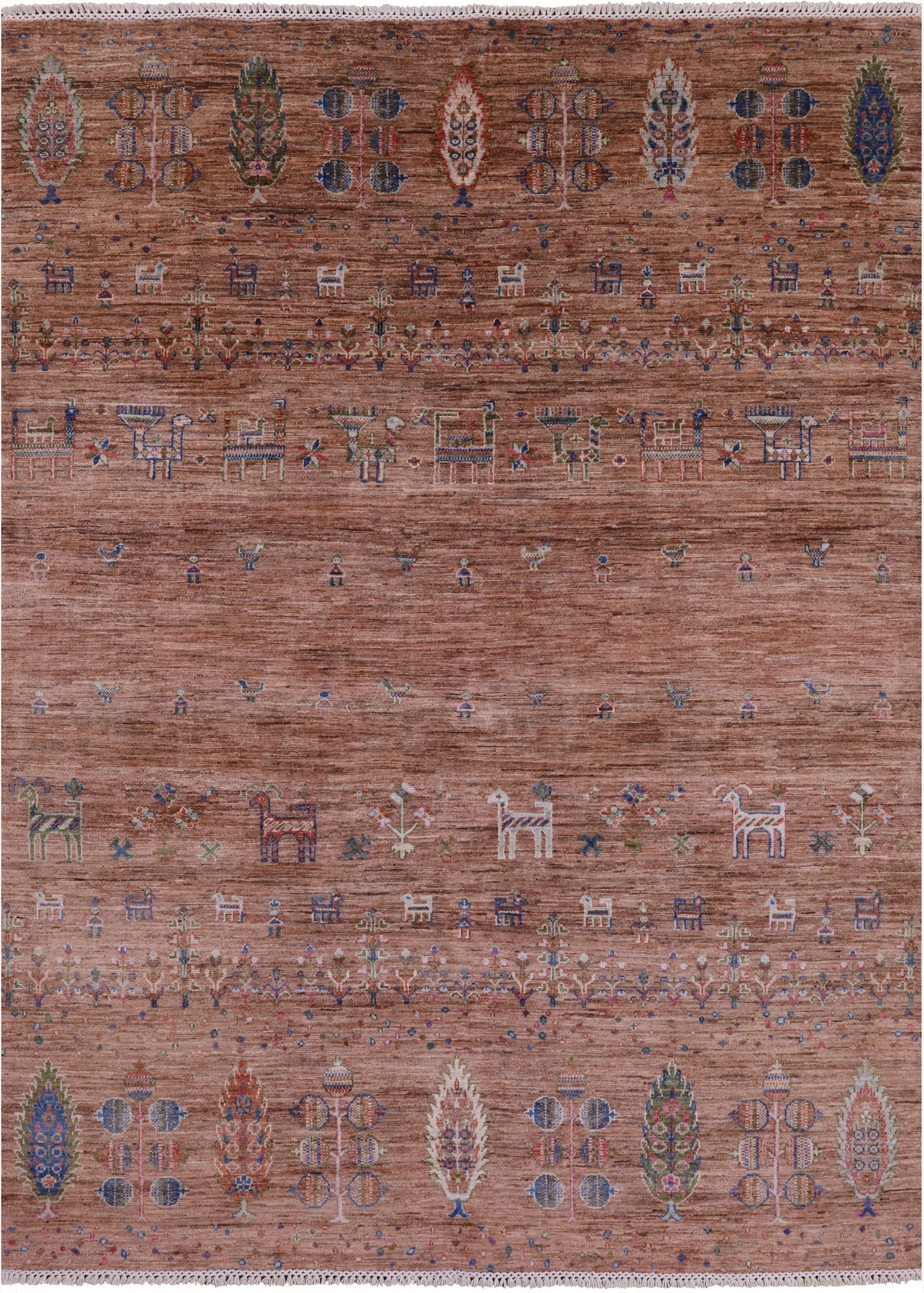 Tribal Persian Gabbeh Hand Knotted Wool Rug - 5' 7" X 7' 7" - Golden Nile