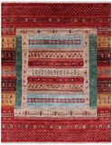 Tribal Persian Gabbeh Handmade Wool Rug - 5' 2" X 6' 8" - Golden Nile