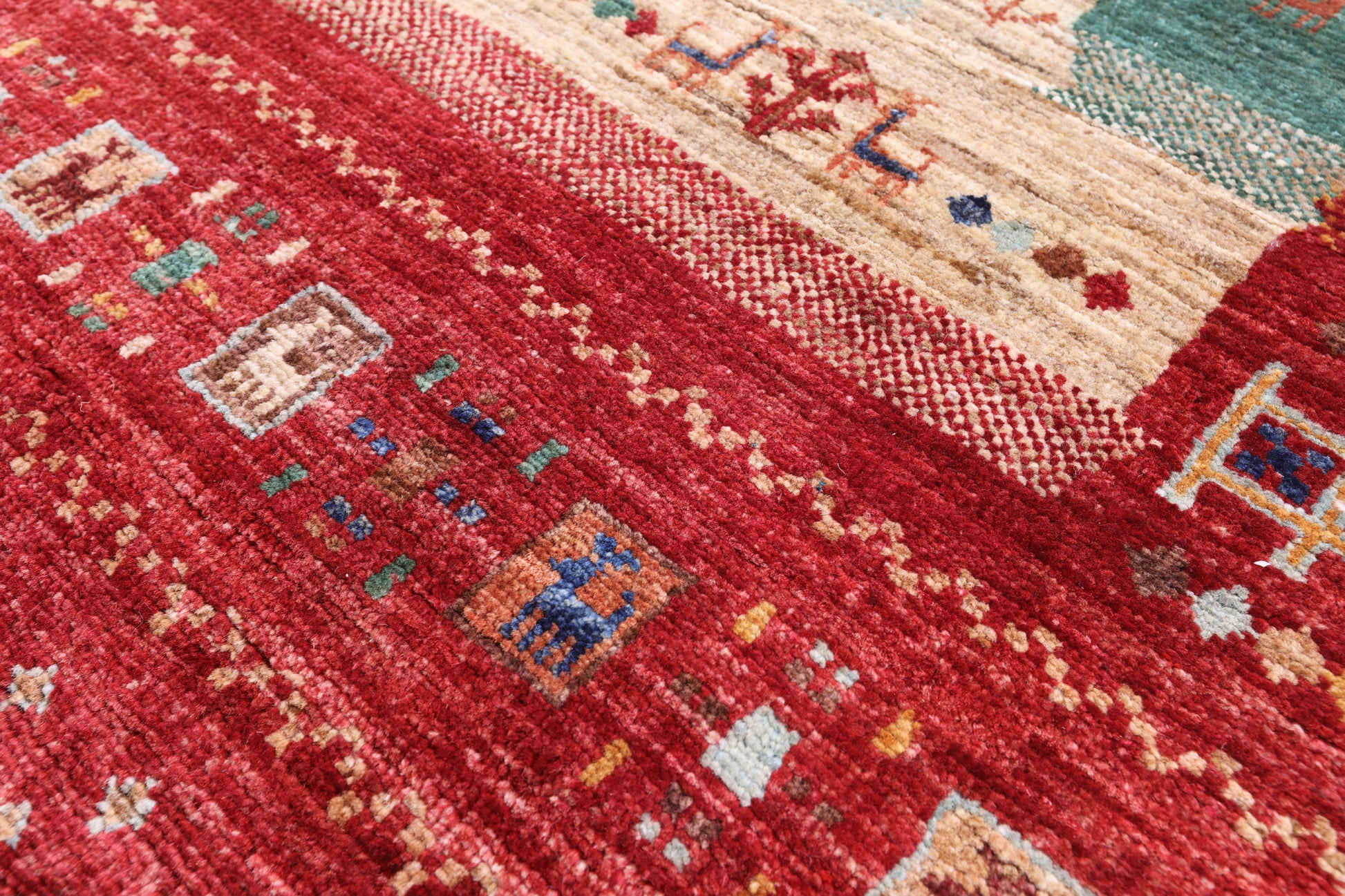 Tribal Persian Gabbeh Handmade Wool Rug - 5' 2" X 6' 8" - Golden Nile