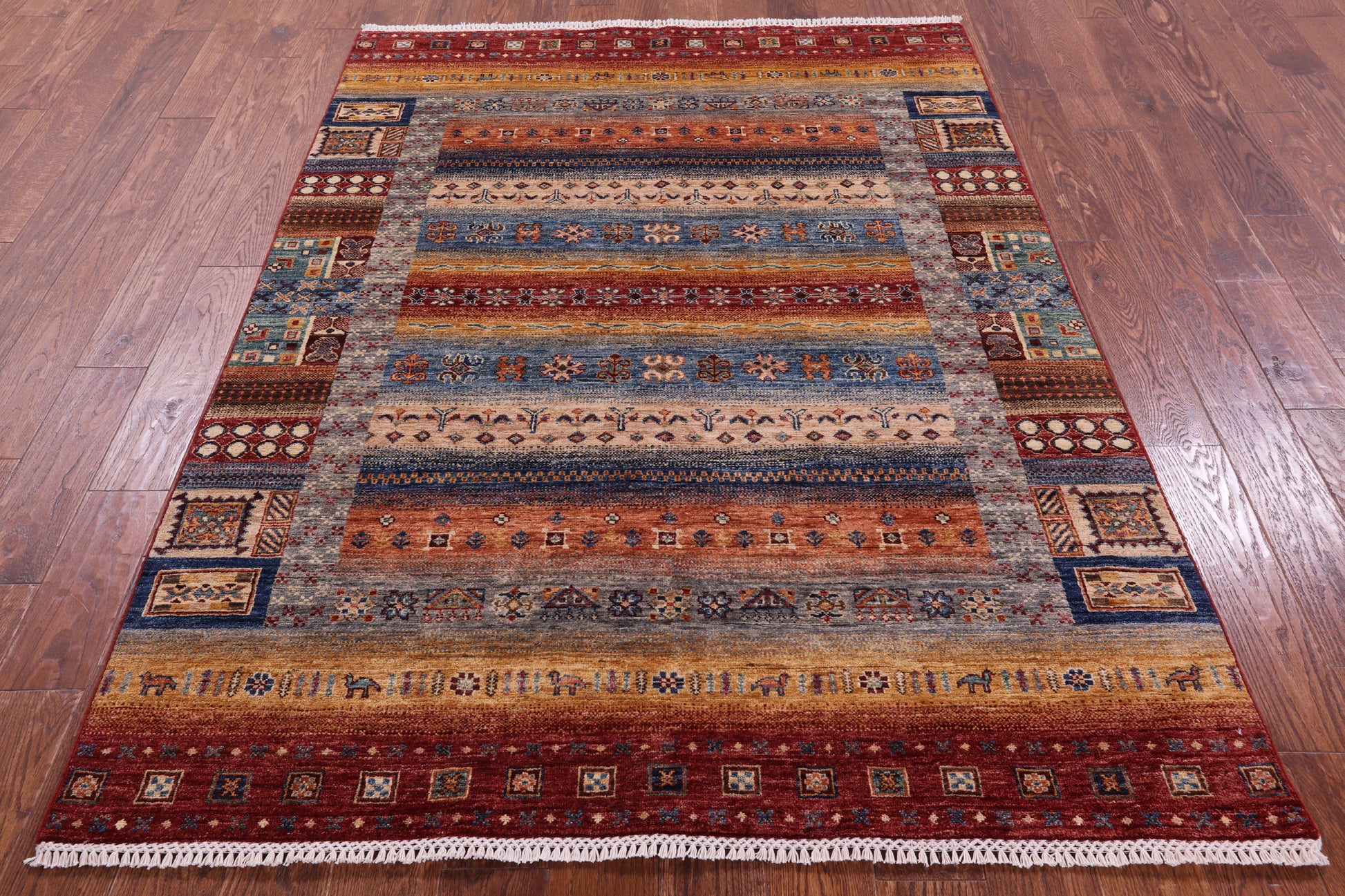 Tribal Persian Gabbeh Hand Knotted Wool Rug - 5' 0" X 6' 10" - Golden Nile