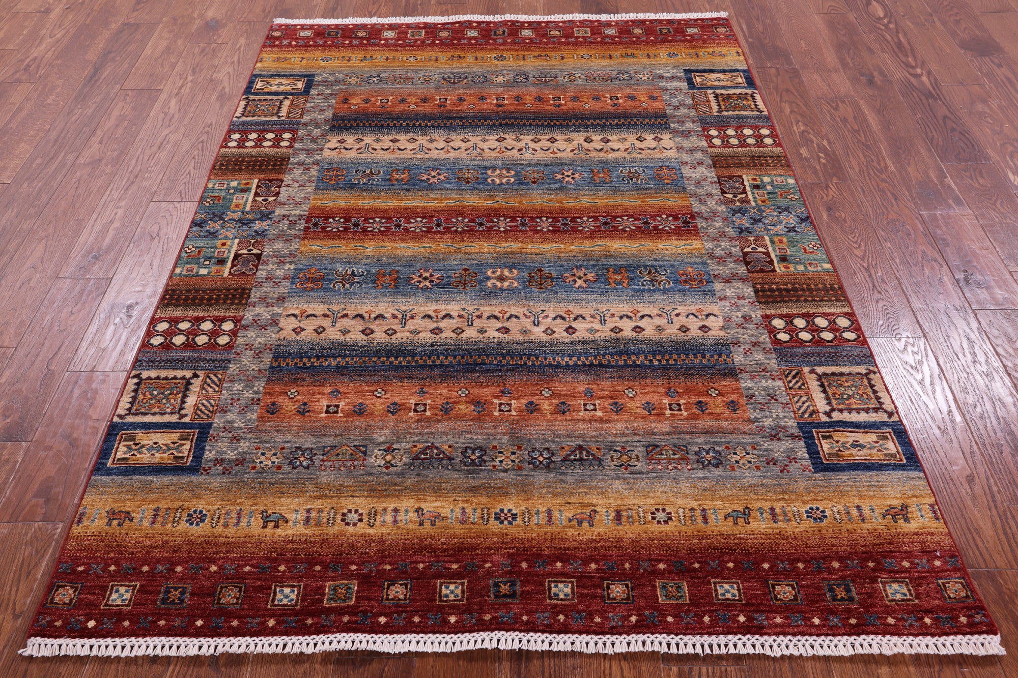 Tribal Persian Gabbeh Hand Knotted Wool Rug - 5' 0" X 6' 10" - Golden Nile