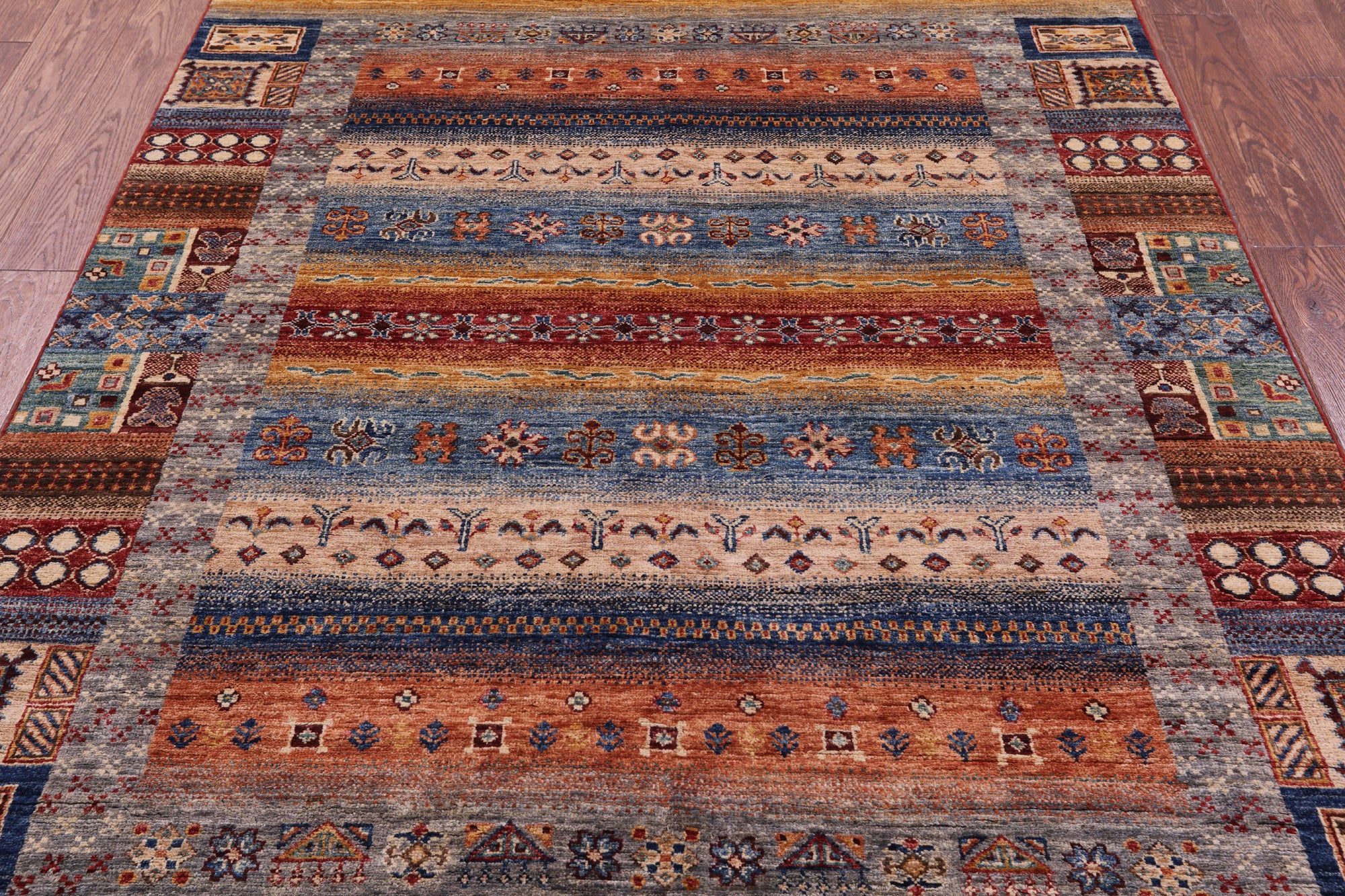 Tribal Persian Gabbeh Hand Knotted Wool Rug - 5' 0" X 6' 10" - Golden Nile