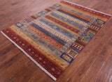 Tribal Persian Gabbeh Hand Knotted Wool Rug - 5' 0" X 6' 10" - Golden Nile