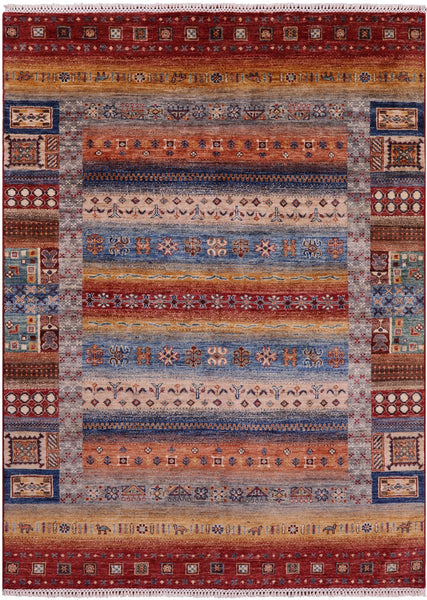 Tribal Persian Gabbeh Hand Knotted Wool Rug - 5' 0" X 6' 10" - Golden Nile