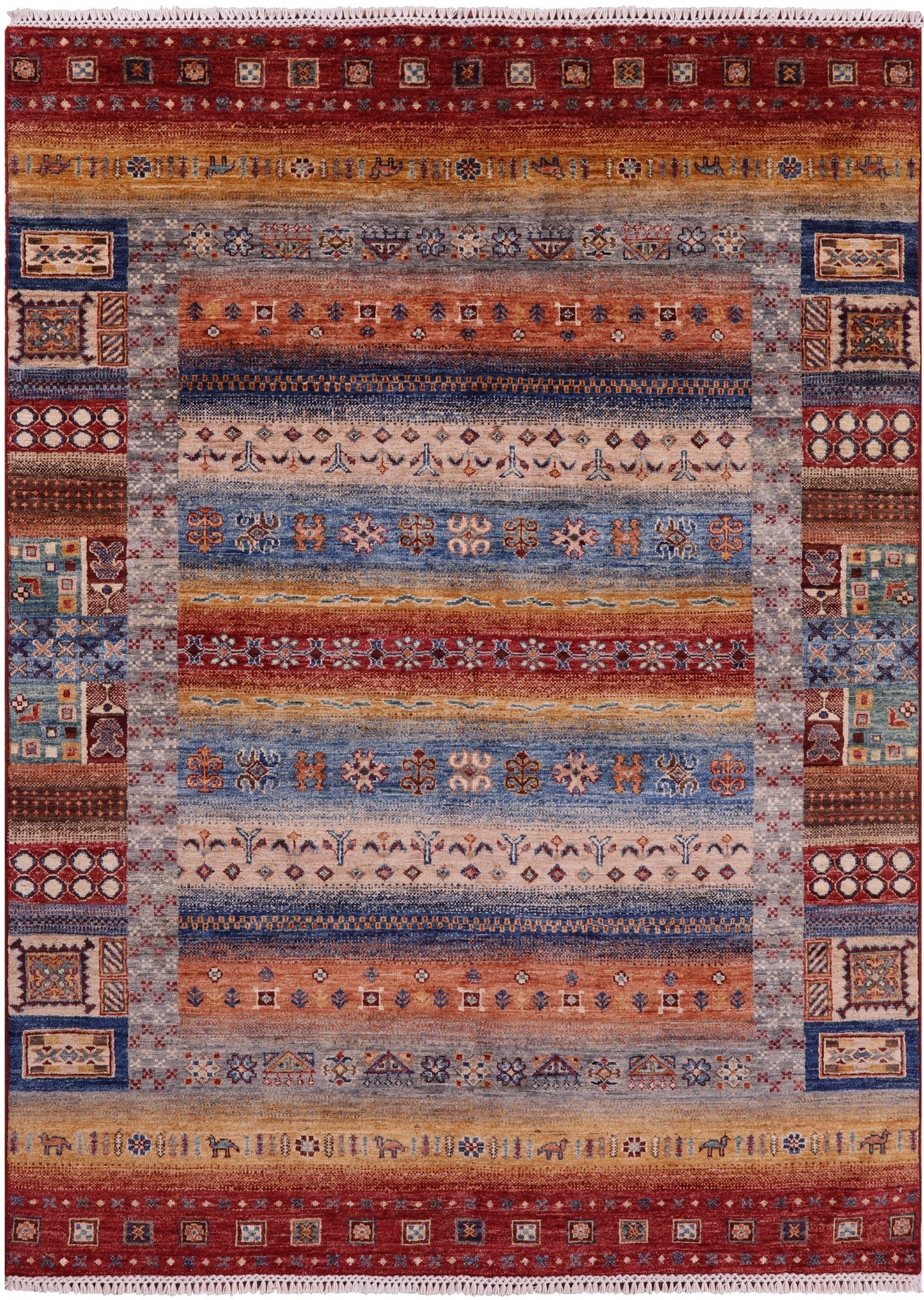 Tribal Persian Gabbeh Hand Knotted Wool Rug - 5' 0" X 6' 10" - Golden Nile