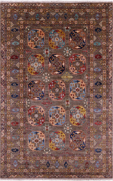 Turkmen Ersari Hand Knotted Wool Rug - 5' 6" X 9' 9" - Golden Nile