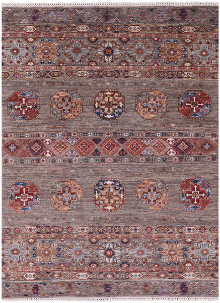 Khorjin Persian Gabbeh Hand Knotted Wool Rug - 4' 11" X 6' 5" - Golden Nile