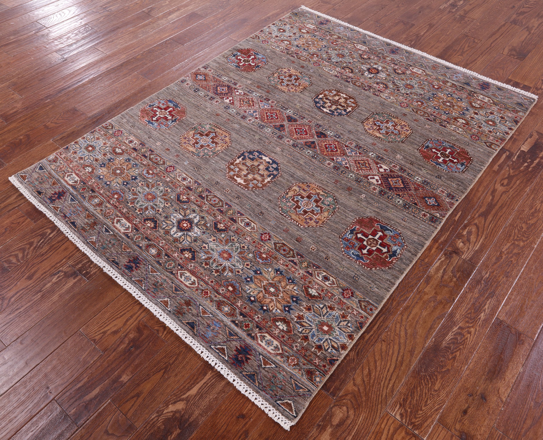 Khorjin Persian Gabbeh Hand Knotted Wool Rug - 4' 11" X 6' 5" - Golden Nile
