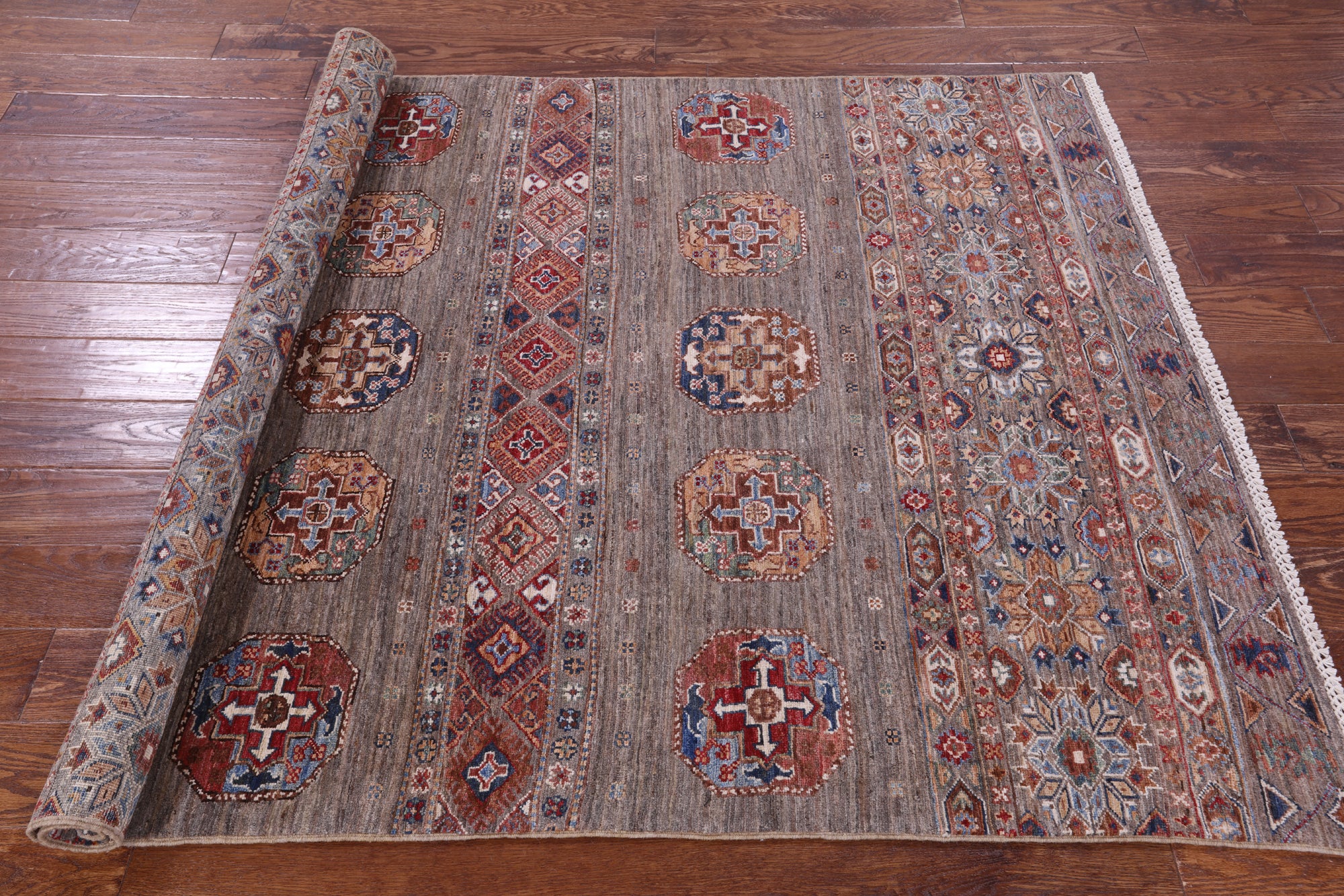 Khorjin Persian Gabbeh Hand Knotted Wool Rug - 4' 11" X 6' 5" - Golden Nile