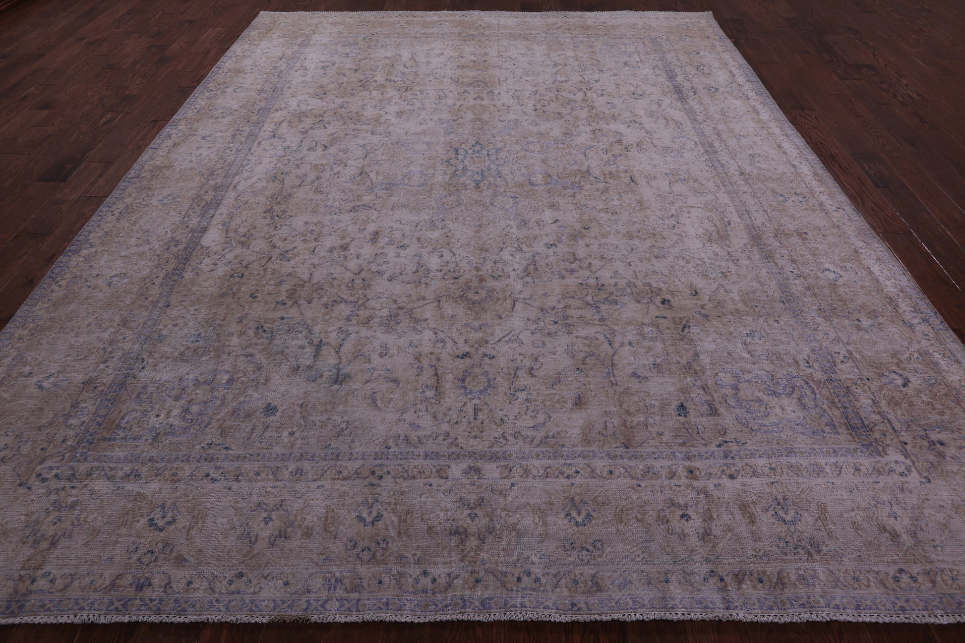 Ivory Persian Vintage White Wash Hand Knotted Wool Rug - 9' 7" X 12' 0" - Golden Nile
