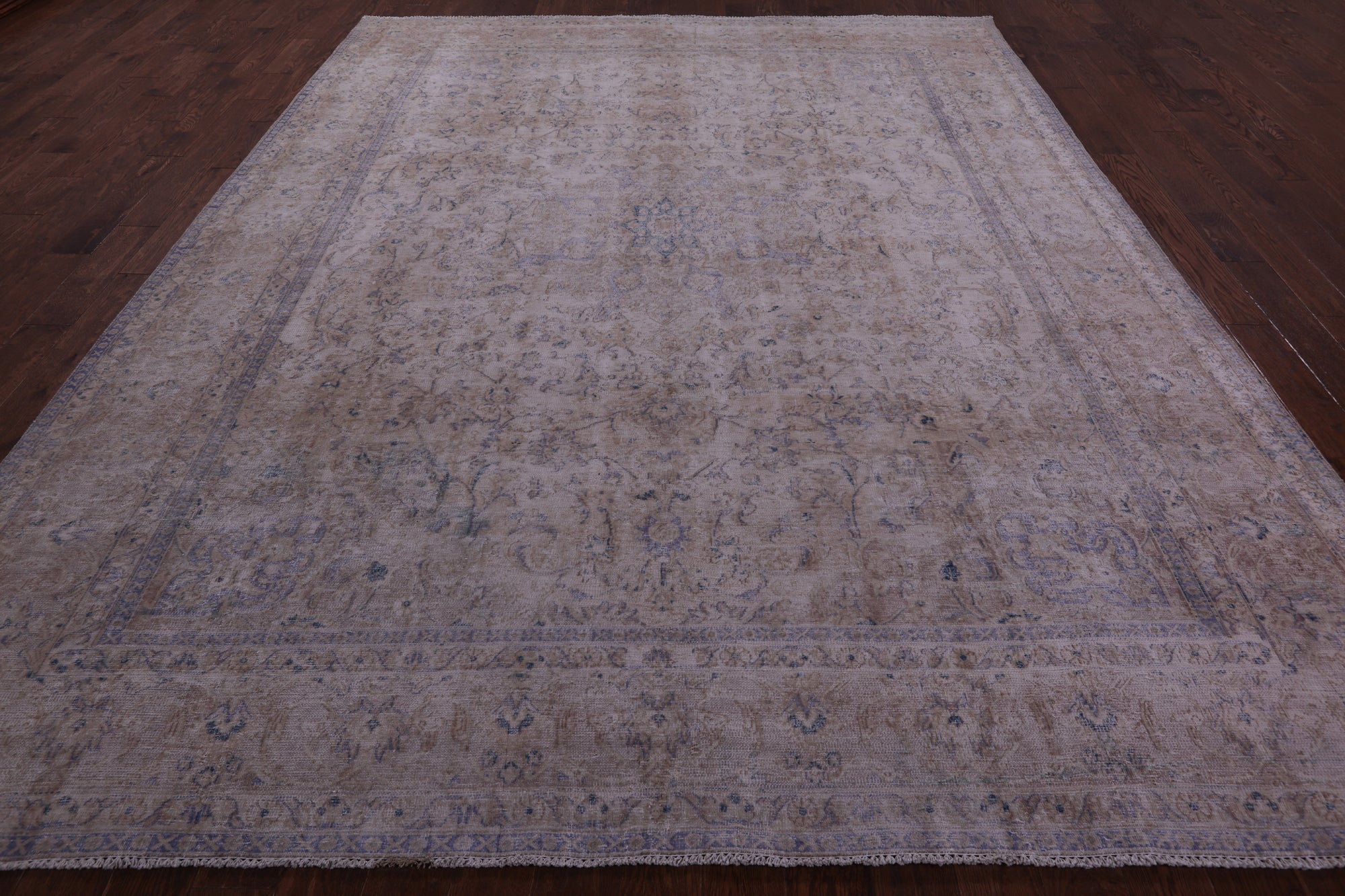 Ivory Persian Vintage White Wash Hand Knotted Wool Rug - 9' 7" X 12' 0" - Golden Nile