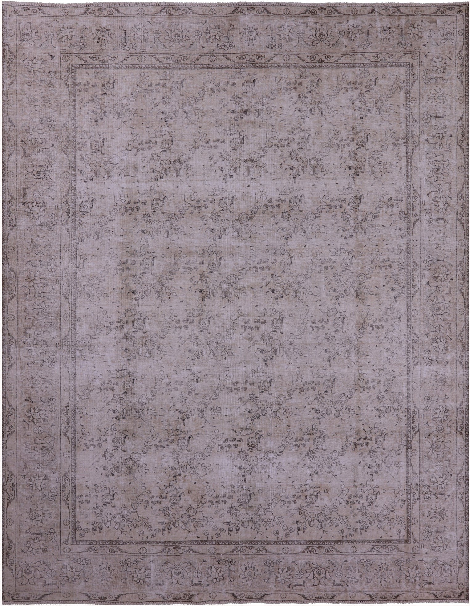 Ivory Persian Vintage White Wash Handmade Wool Rug - 9' 8" X 12' 6" - Golden Nile