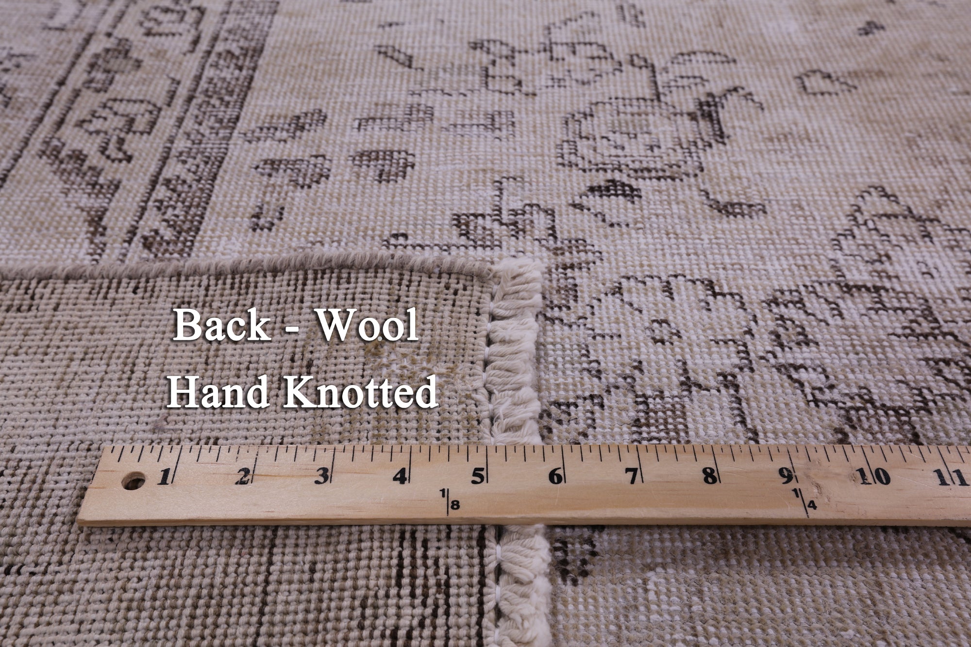 Ivory Persian Vintage White Wash Handmade Wool Rug - 9' 8" X 12' 6" - Golden Nile