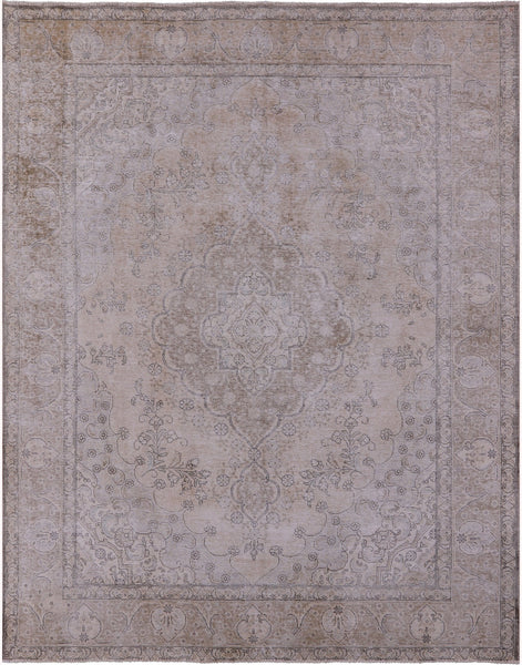 Ivory Persian Vintage White Wash Hand Knotted Wool Rug - 9' 8" X 12' 3" - Golden Nile